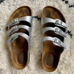 Birkenstock Florida Silver Sandals - Size 40
